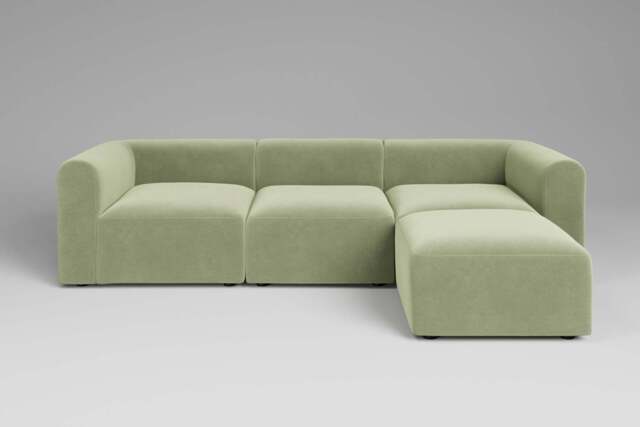 Aura - 3 Piece with Footstool - Rearrangeable Modular Sofa, Brushed Wool Feel / Sage - image 1