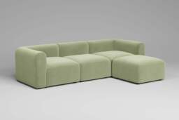 Aura - 3 Piece with Footstool - Rearrangeable Modular Sofa, Brushed Wool Feel / Sage - thumbnail 3