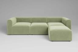 Aura - 3 Piece with Footstool - Rearrangeable Modular Sofa, Brushed Wool Feel / Sage - thumbnail 1