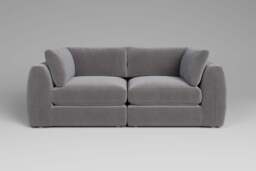 Zen - 2 Piece - Rearrangeable Modular Sofa, Brushed Wool Feel / Pewter / Standard Back Cushions - thumbnail 4