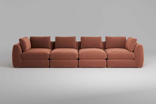 Zen - 4 Piece - Rearrangeable Modular Sofa, Soft Touch Velvet / Cinnamon / Standard Back Cushions - image 1