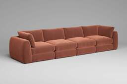 Zen - 4 Piece - Rearrangeable Modular Sofa, Soft Touch Velvet / Cinnamon / Standard Back Cushions - thumbnail 5