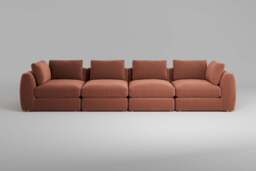 Zen - 4 Piece - Rearrangeable Modular Sofa, Soft Touch Velvet / Cinnamon / Standard Back Cushions - thumbnail 1