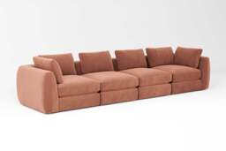 Zen - 4 Piece - Rearrangeable Modular Sofa, Soft Touch Velvet / Cinnamon / Standard Back Cushions - thumbnail 2