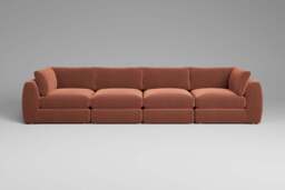 Zen - 4 Piece - Rearrangeable Modular Sofa, Soft Touch Velvet / Cinnamon / Standard Back Cushions - thumbnail 4