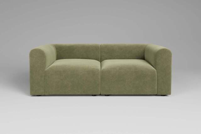 Aura - 2 Piece - Rearrangeable Modular Sofa, Cotton Blend / Jade - image 1