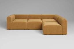 Aura - 4 Piece Open End - Rearrangeable Modular Sofa, Luxe Woven Velvet / Old Gold