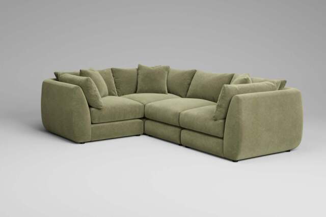 Utopia - 4 Piece - Rearrangeable Modular Sofa, Cotton Blend / Jade / Tailored Trim - image 1