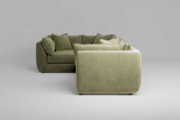 Utopia - 4 Piece - Rearrangeable Modular Sofa, Cotton Blend / Jade / Tailored Trim - thumbnail 2