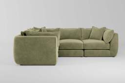Utopia - 4 Piece - Rearrangeable Modular Sofa, Cotton Blend / Jade / Tailored Trim - thumbnail 3