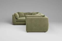 Utopia - 4 Piece - Rearrangeable Modular Sofa, Cotton Blend / Jade / Tailored Trim - thumbnail 5