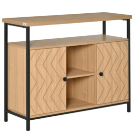 HOMCOM Sideboard Storage Cabinet Cupboard with Doors & Adjustable Shelves for Dining Room, Living Room, Kitchen, Oak Tone