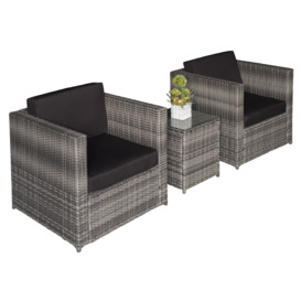 Outsunny 2 Seater Rattan Garden Furniture Sofa  Furniture Set W/Cushions, Steel Frame-Grey