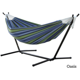 Vivere Oasis Double Hammock with Wooden Stand