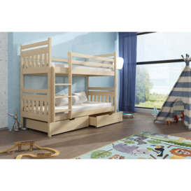 Wooden Bunk Bed Adas with Storage - Pine Foam/Bonnell