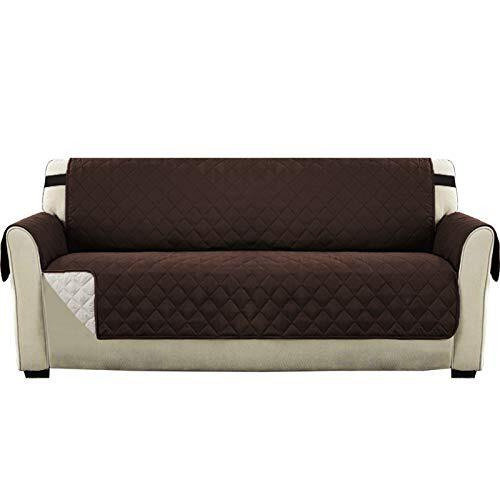 "Reversible Large Sofa Slipcover Furniture Protector Resistant Oversize Sofa Cover Protector, 2"" Elastic Straps Seat Width Up to 78"" Couch Covers for Dogs (Oversize Sofa, Brown/Beige) - Very Good"