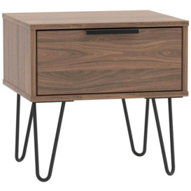 Hong Kong Carini Walnut 1 Drawer Bedside Cabinet with Hairpin Legs