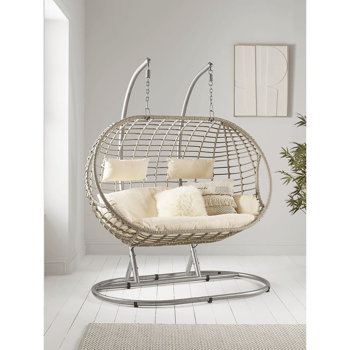 Indoor Outdoor Double Hanging Chair - Grey - image 1