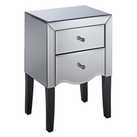 Palermo 2 Drawer Bedside Table, Mirrored Silver