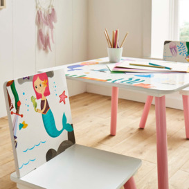 Kid's Mermaid Table and Chairs Set MultiColoured
