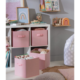 Habitat Pack of 4 Pink Canvas Boxes