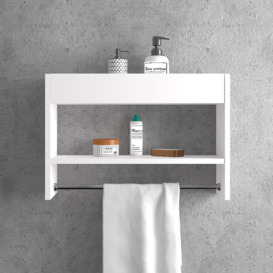 2-Tiered Bathroom Wall Shelf  Towel Organiser with Towel Rail