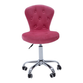 Velvet Button Backed Office Chair with Chrome Base