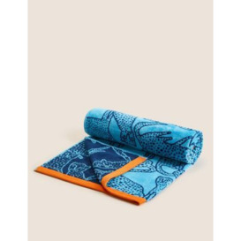 M&S Pure Cotton Leopard Beach Towel - Blue Mix, Blue Mix