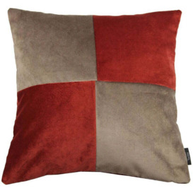 Square Patchwork Velvet Gold + Red Cushion, Cover Only / 43cm x 43cm