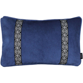 Coba Striped Navy Blue Velvet Cushion, Polyester Filler / 60cm x 40cm