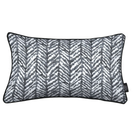 Baja Black + White Abstract Cushion, Polyester Filler / 60cm x 40cm / Black Piping