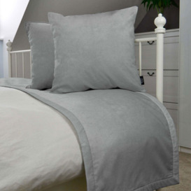 Matt Dove Grey Velvet Bedding Set, Runner (50x240cm) + 2x Filled Cushion Covers