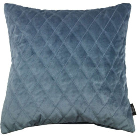 Diamond Quilted Dark Blue Velvet Cushion, Polyester Filler / 43cm x 43cm