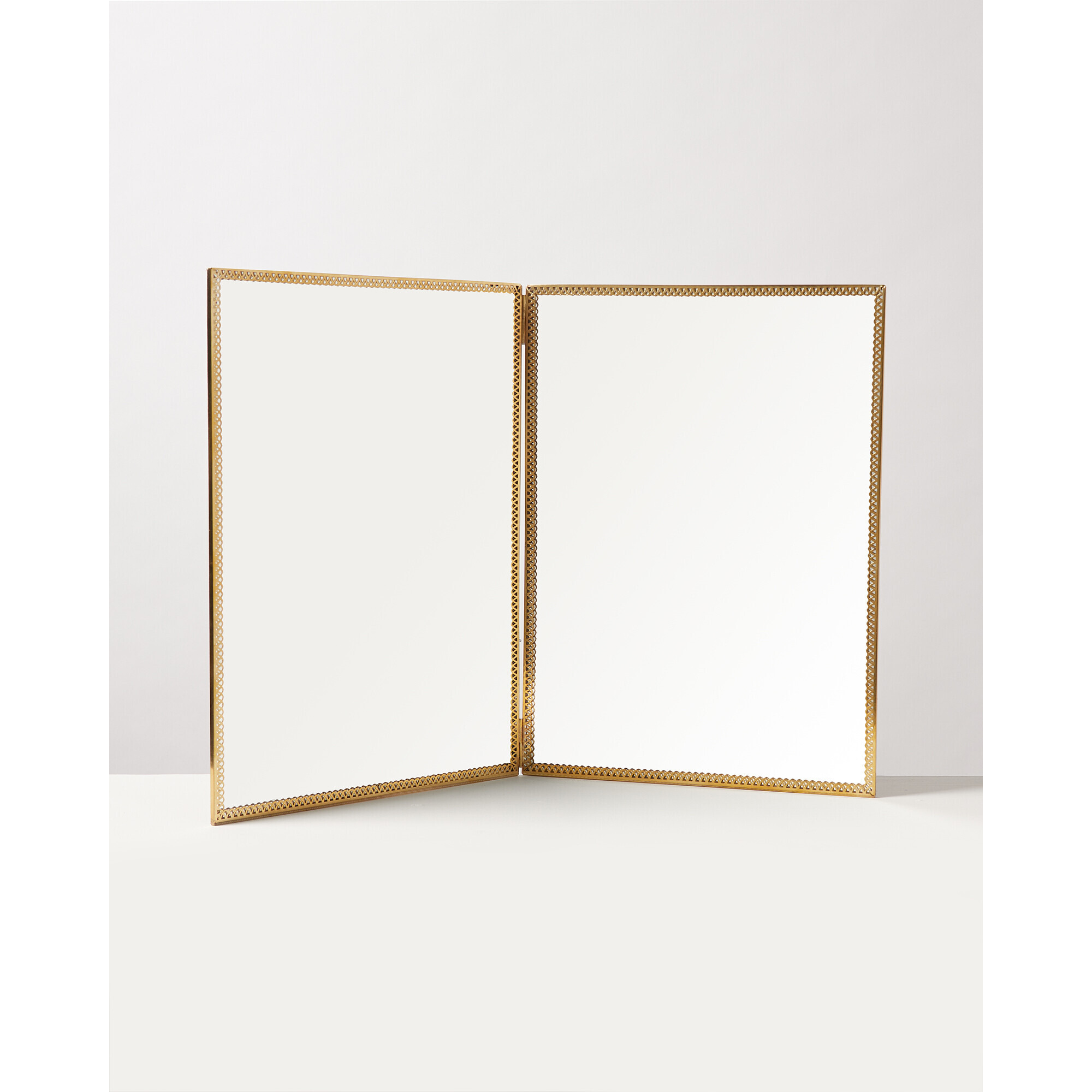 Double Rectangle Gold & Glass Dressing Table Mirror