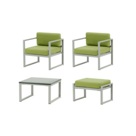 Sunset 4-piece garden furniture set C, green, Leg colour: grey steel