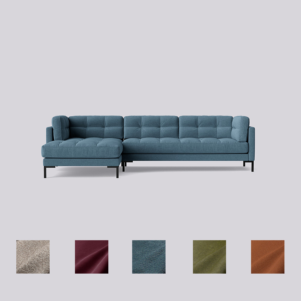 Swoon - Landau - Left-Hand Corner Sofa - Blue - House Weave