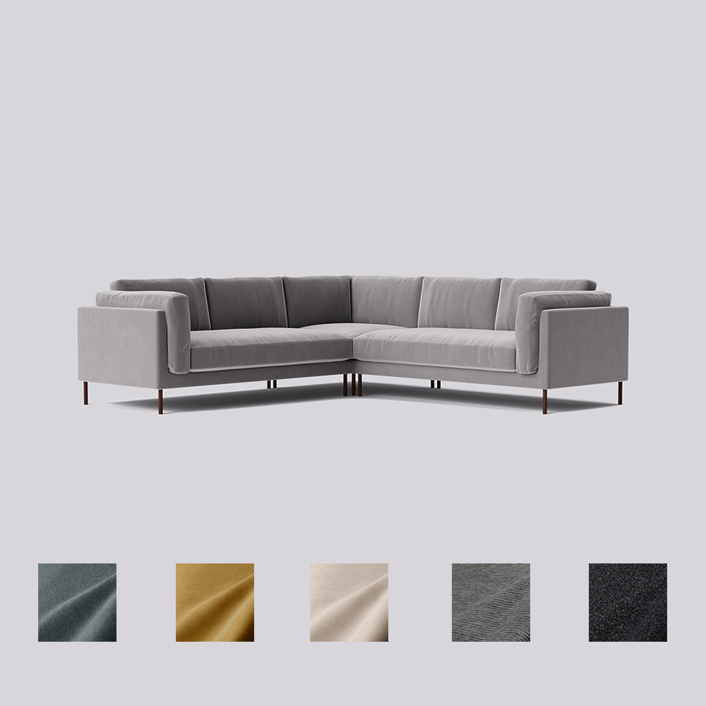 Swoon - Munich - Five-Seater Corner Sofa - Grey - Easy Velvet