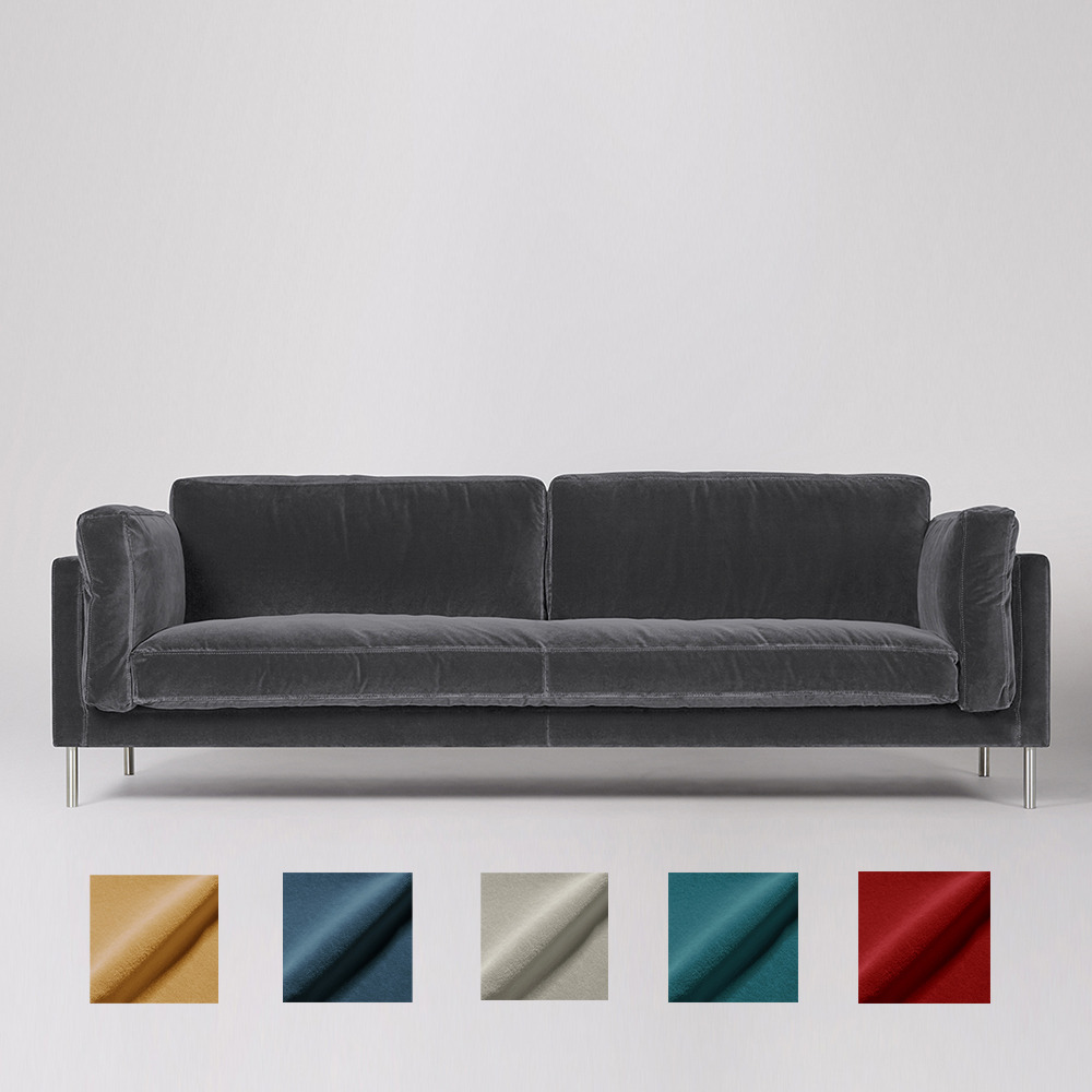 Swoon - Munich - Three-Seater Sofa - Dark Grey - Easy Velvet