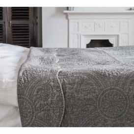 Colette Charcoal Grey Quilted Bedspread