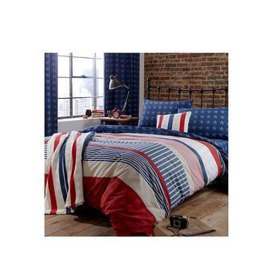 Catherine Lansfield Stars and Stripes Duvet Cover Set - Navy, Multi, Size Double