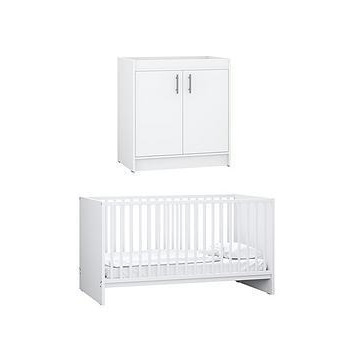 Little Acorns Santorini Cot Bed & Changer Set - White, One Colour