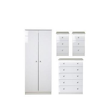 Swift Lumiere Ready Assembled 3 Piece Package - 5 Drawer Chest And 2 Bedside Chests With Lights