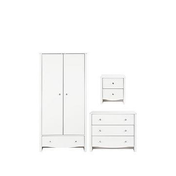 Alexis 3 Piece Kids Bedroom Package - Wardrobe, Chest Of Drawers And Bedside Table