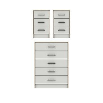 Brianne Ready Assembled 3 Piece Package - 5 Drawer Chest And 2 Bedside Chests