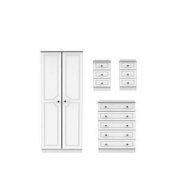 Swift Clarence 4 Piece Ready Assembled Package - 2 Door Wardrobe, 5 Drawer Chest And 2 Bedside Chests