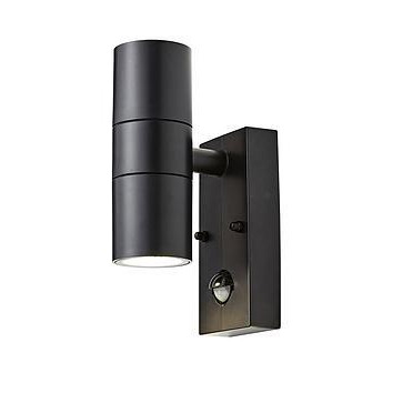 Newhams 2 Light Up And Down Wall Light With Pir Sensor - Black