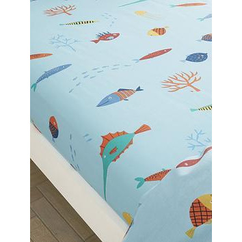 Catherine Lansfield Ocean Life Fitted Sheet, Multi, Size Double