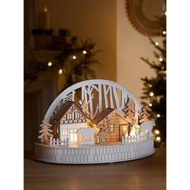 Nordic Wooden Village Scene Christmas Decoration