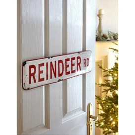 Heaven Sends Reindeer Road Metal Sign Christmas Decoration