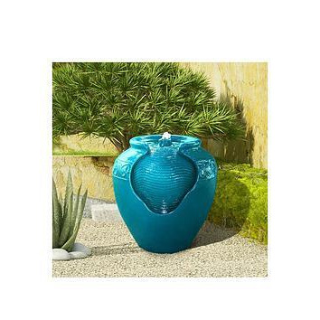 Teamson Home Water Fountain Indoor Conservatory Garden Teal With Lights Yg0037Az-Uk